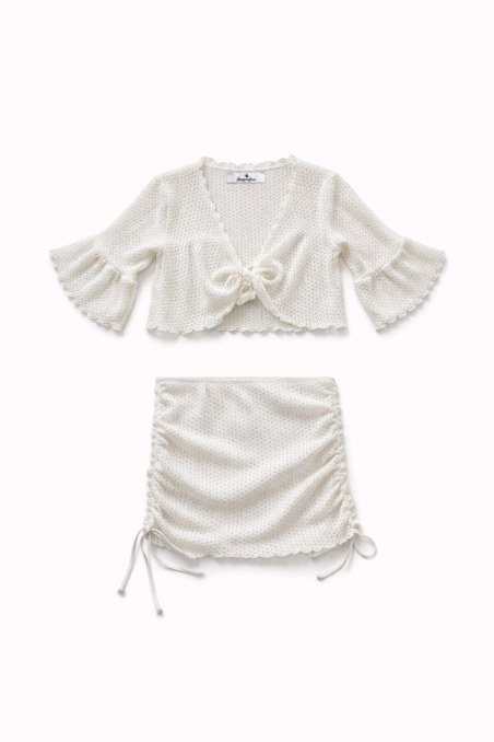 SEMI-SHEER BEACH SET TOP/SKIRT FOR GIRLS-26617002-102