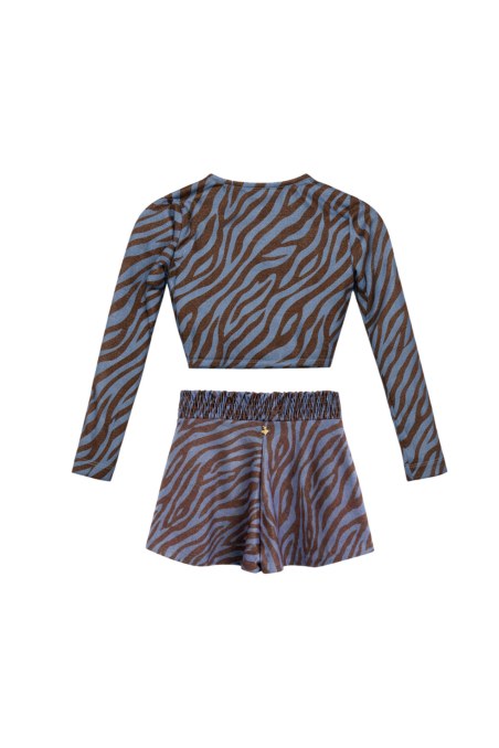 ZEBRA PRINTED TOP/SHORTS SET FOR GIRLS WITH GLITTER-26617005-420