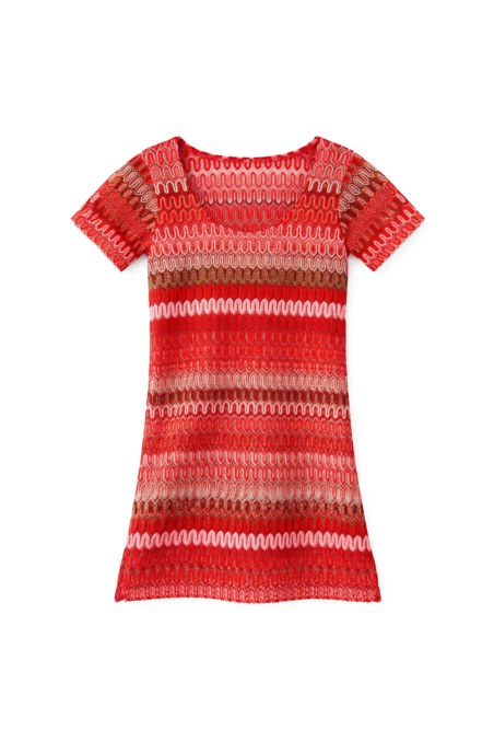 SEMI-SHEER MINI CROCHET DRESS/KAFTAN FOR GIRLS-26617012-999