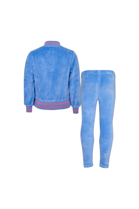 TWO-TONE STYLED SUPER SOFT VELOUR TRACKSUIT SET FOR GIRLS WITH RAINBOW ZIPPER-26618012-421