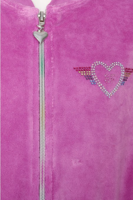VELOUR JACKET/SKIRT SET FOR GIRLS WITH STRASS EMBELLISHMENT AND RAINBOW ZIPPER-26618014-700