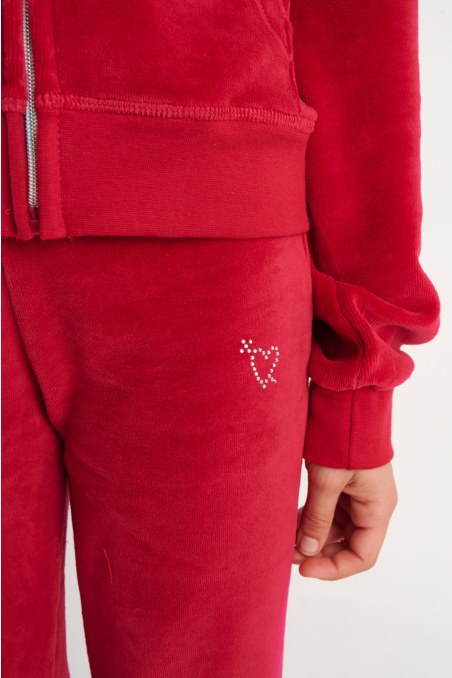 STRASS EMBELLISHED VELOUR TRACK SET FOR GIRLS WITH RAINBOW ZIPPER-26618015-857