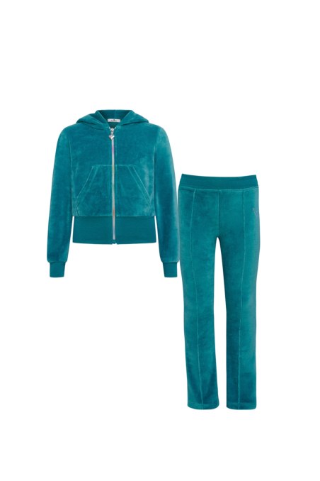 STRASS EMBELLISHED VELOUR TRACK SET FOR GIRLS WITH RAINBOW ZIPPER-26618016-863