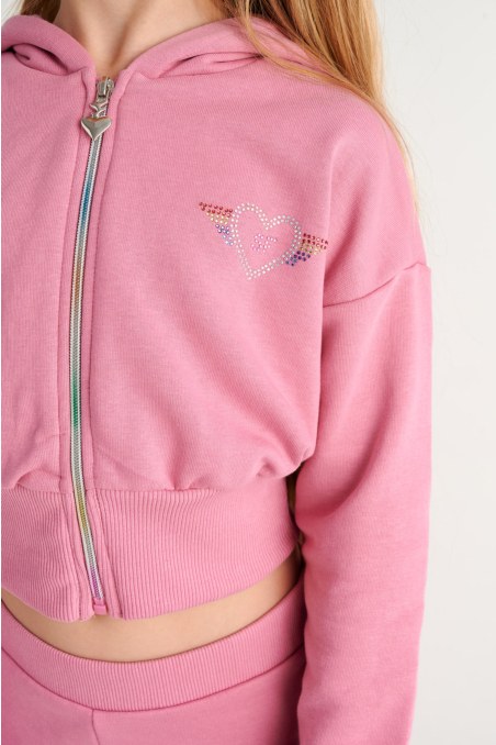COLORFUL STRASS EMBELLISHED COTTON TRACK SET FOR GIRLS WITH RAINBOW ZIPPER-26618018-720