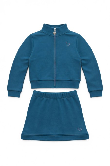 COTTON JACKET/SKIRT SET FOR GIRLS WITH RAINBOW ZIPPER-26618023-414