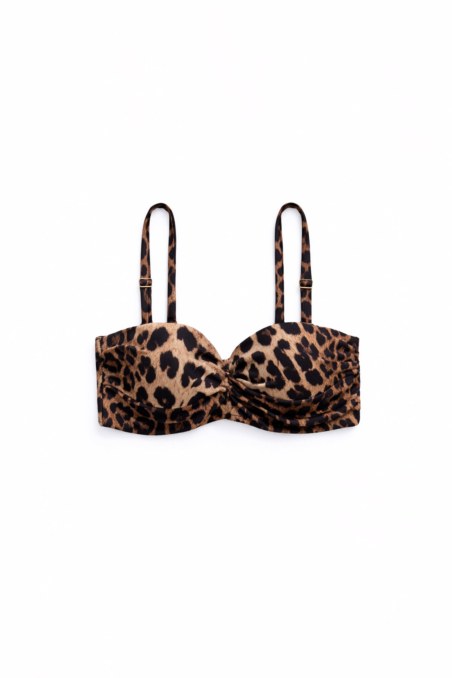 LEOPARD PRINTED BANDEAU SWIMWEAR BIKINI TOP IN CUP D-26801008D-331