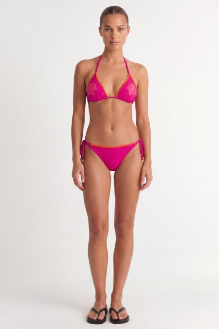 EMBOSSED PRINT TRIANGLE SWIMWEAR BIKINI TOP-26801018-717