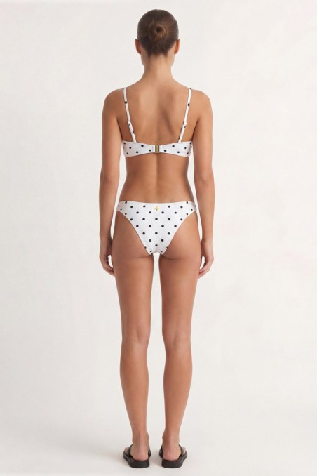 POLKA DOT STRAPLESS BIKINI TOP WITH DETACHABLE FLORAL CORSAGE-26801028-102