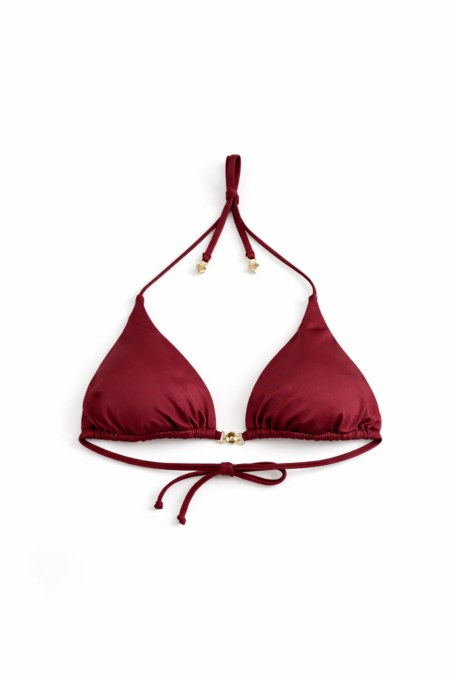 Triangle Bikini Top with Tie Details and Metallic Accent-26801039-927