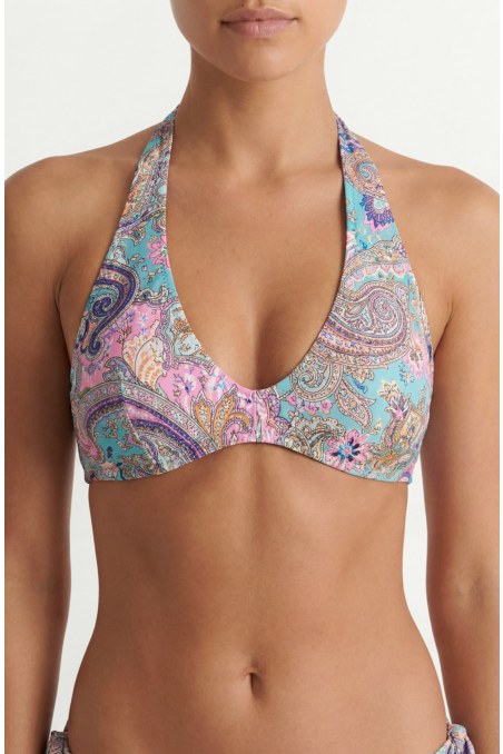 MULTICOLOR PRINTED TRIANGLE BIKINI TOP IN CUP D-26801041D-937