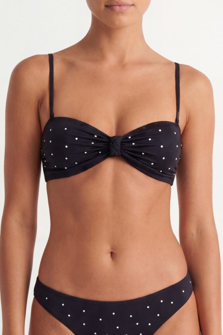 FAUX PEARL-EMBELLISHED STRAPLESS SWIMWEAR BIKINI TOP-26801046-110