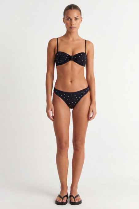 FAUX PEARL-EMBELLISHED STRAPLESS SWIMWEAR BIKINI TOP-26801046-110