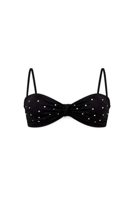 FAUX PEARL-EMBELLISHED STRAPLESS SWIMWEAR BIKINI TOP-26801046-110