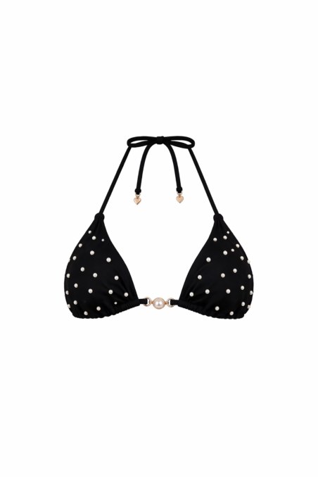 FAUX PEARL-EMBELLISHED SWIMWEAR TRIANGLE BIKINI TOP-26801047-110