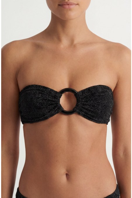 STRAPLESS SWIMWEAR BIKINI TOP WITH METALLIC THREAD-26801048-865