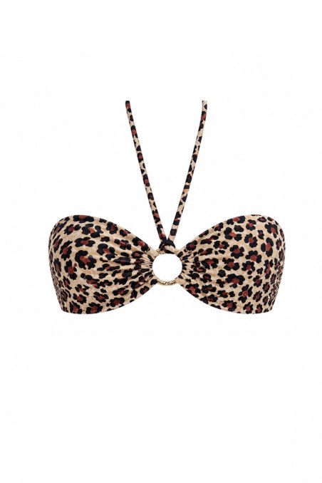 LEOPARD PRINTED STRAPLESS BIKINI TOP-26801101-311