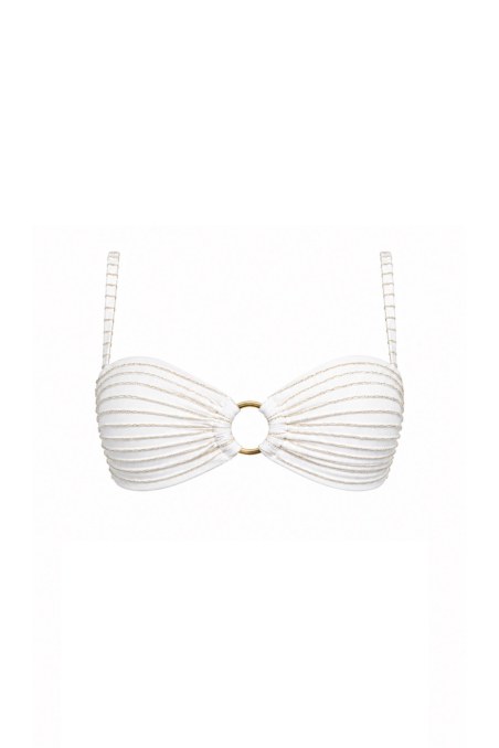 STRIPED BANDEAU BIKINI TOP WITH METALLIC ACCESSORY-26801123-102