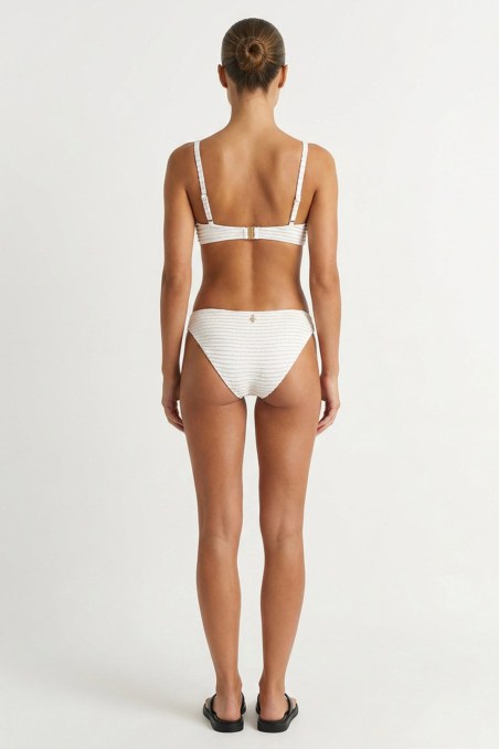 STRIPED BANDEAU BIKINI TOP WITH METALLIC ACCESSORY-26801123-102