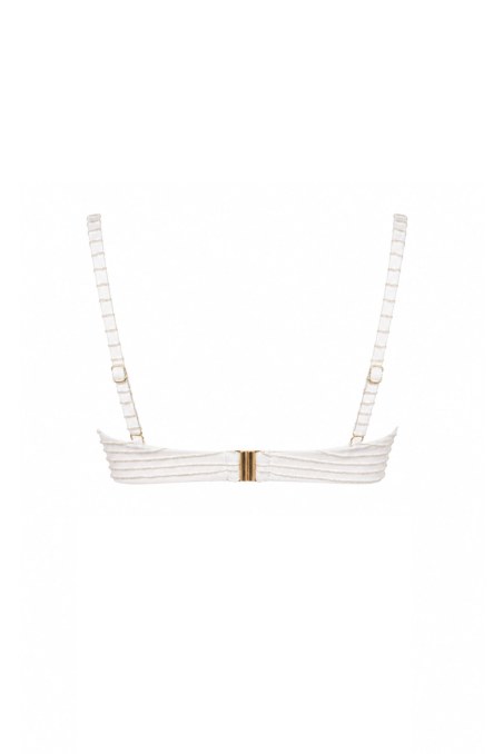 STRIPED BANDEAU BIKINI TOP WITH METALLIC ACCESSORY-26801123-102