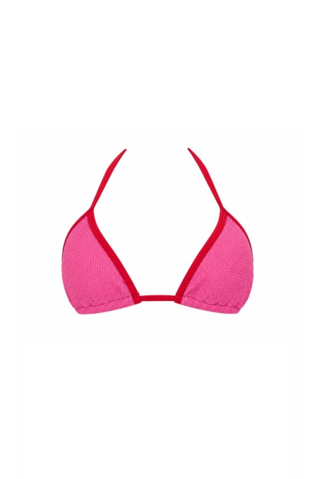 TWO-TONE CRINKLED TRIANGLE SWIMWEAR BIKINI TOP-26801137-629