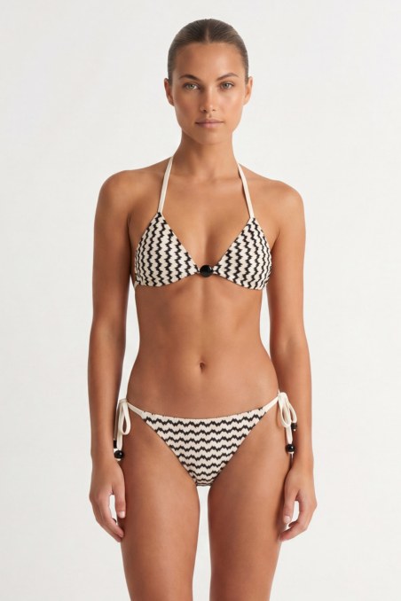 CROCHET SWIMWEAR TIE-SIDE BIKINI SLIP-26802025-999
