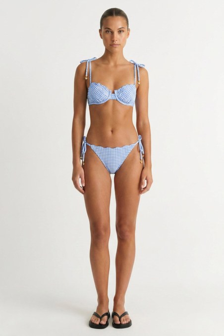 GINGHAM PRINT TIE-SIDE BIKINI BOTTOM-26802076-444