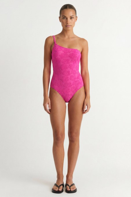 TEXTURED ONE SHOULDER ONEPIECE SWIMSUIT-26804030-717