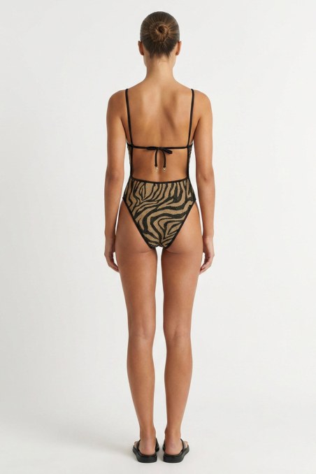 'V' NECKLINE ONEPIECE SWIMSUIT WITH ZEBRA PRINT-26804052-303