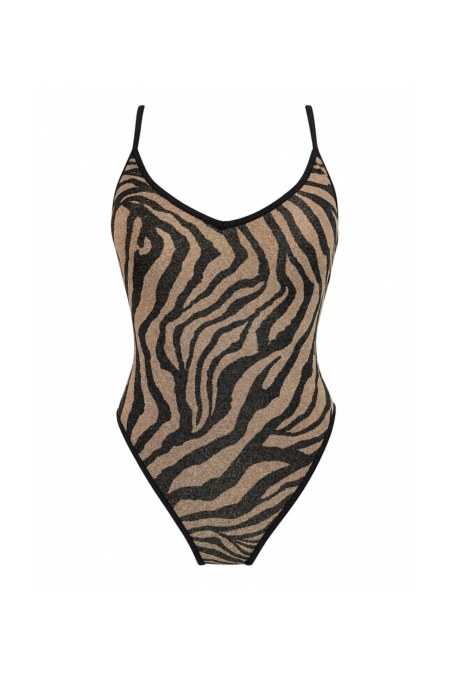 'V' NECKLINE ONEPIECE SWIMSUIT WITH ZEBRA PRINT-26804052-303