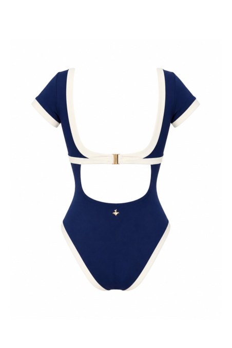 TWO-TONE SHORT-SLEEVED ONEPIECE SWIMSUIT WITH OPEN BACK-26804086-426