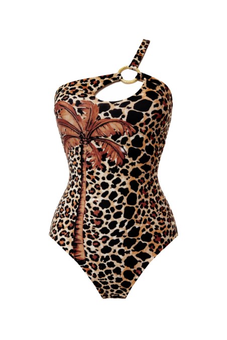 ANIMAL PRINTED ONE SHOULDER ONEPIECE SWIMSUIT-26804100-311