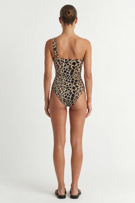 ANIMAL PRINTED ONE SHOULDER ONEPIECE SWIMSUIT-26804100-311