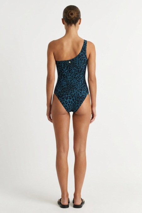 LEOPARD PRINTED ONE SHOULDER ONEPIECE SWIMSUIT-26804110-514