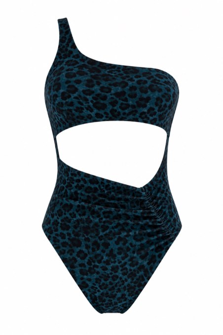 LEOPARD PRINTED ONE SHOULDER ONEPIECE SWIMSUIT-26804110-514