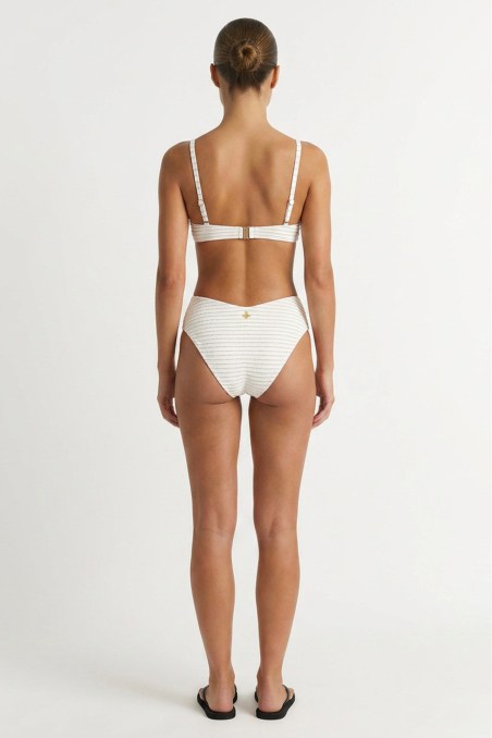 STRIPED STRAPLESS ONEPIECE SWIMSUIT WITH GOLD THREAD DETAIL-26804123-102