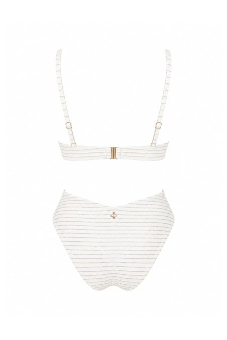 STRIPED STRAPLESS ONEPIECE SWIMSUIT WITH GOLD THREAD DETAIL-26804123-102