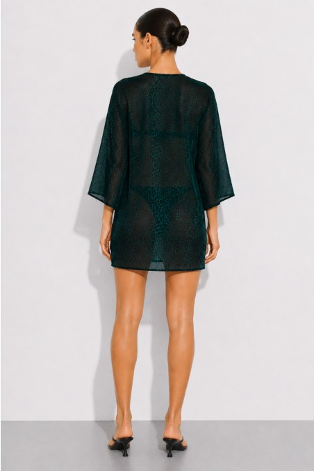 SEMI-SHEER MINI DRESS/KAFTAN WITH 3/4 SLEEVES-26805035-403