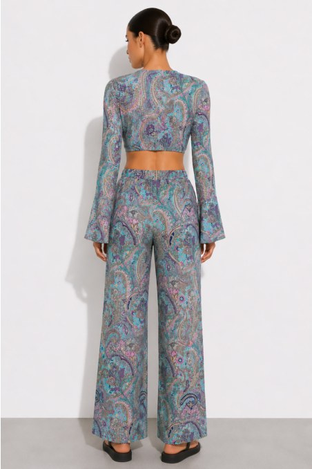 PRINTED LONG-SLEEVED SATIN SHIRT WITH FRONT TIE DETAIL-26806040-937