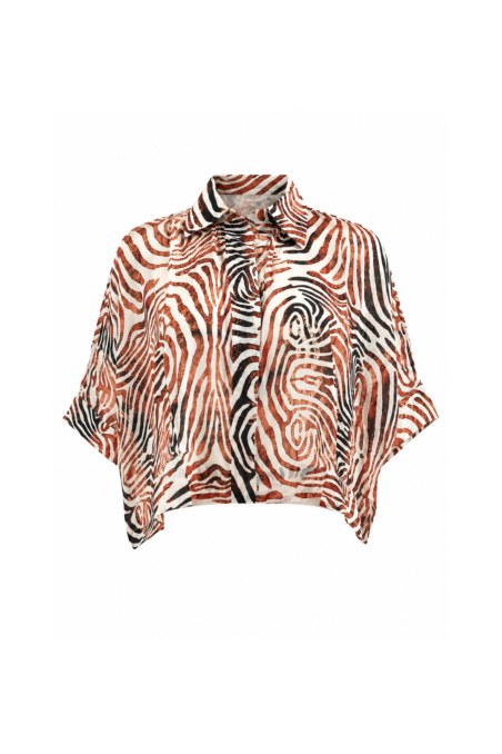 SEMI-SHEER ZEBRA PRINTED TOP WITH COLLAR-26806077-952