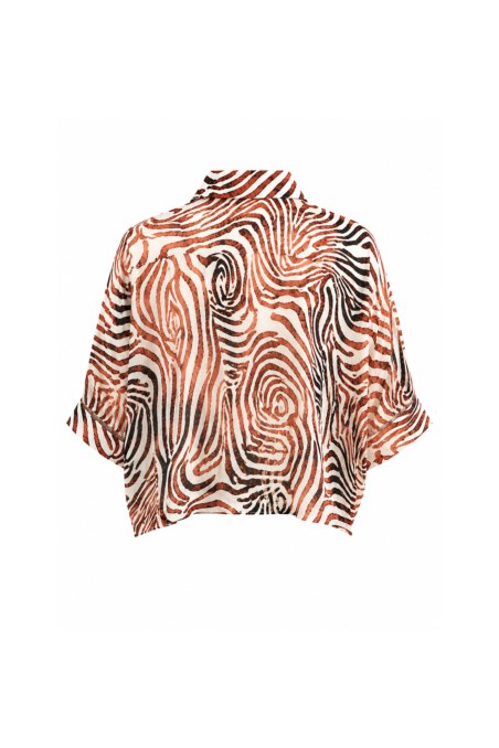 SEMI-SHEER ZEBRA PRINTED TOP WITH COLLAR-26806077-952