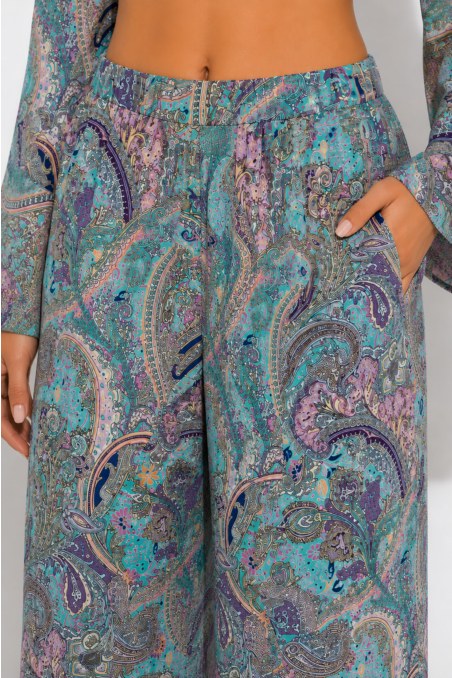 HIGH-WAISTED WIDE LEG PRINTED PANTS-26807040-937
