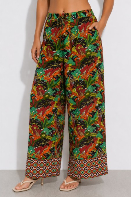 HIGH-WAISTED WIDE LEG FLORAL PRINTED PANTS-26807061-847
