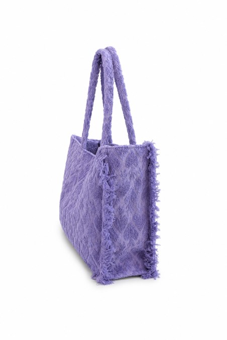 TERRY TOTE BEACH BAG WITH EMBOSSED DESIGNS-26809070-801