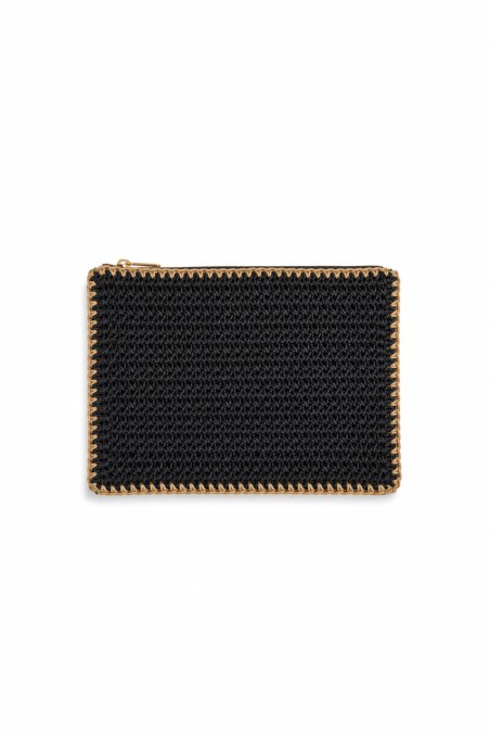 TWO-TONE STYLED STRAW POUCH/COSMETIC CASE-26809082-110