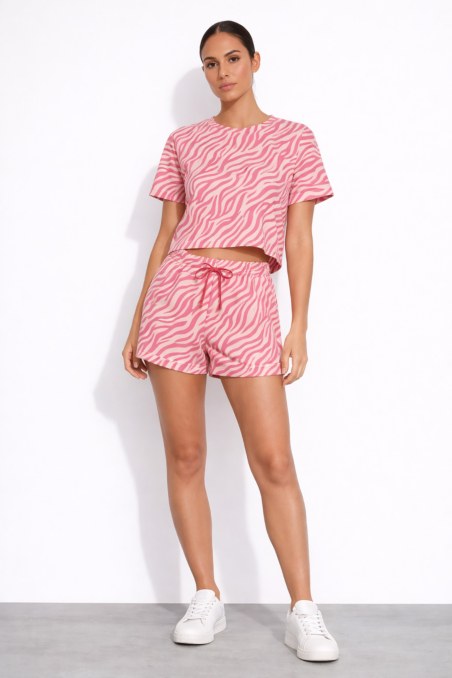 PRINTED SOFT LIGHT TOUCH HIGH WAISTED SHORTS IN SLIM FIT-26810018-719