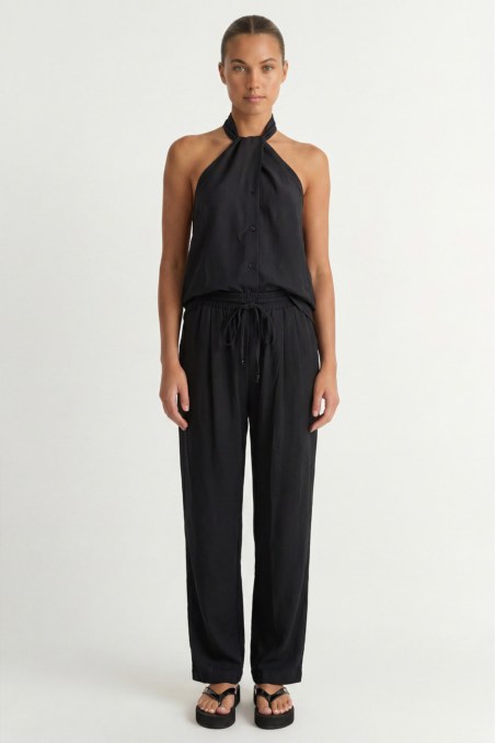 SEMI-SHEER HIGH-WAISTED WIDE LEG PANTS-26811033-110