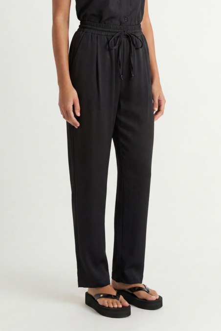 SEMI-SHEER HIGH-WAISTED WIDE LEG PANTS-26811033-110
