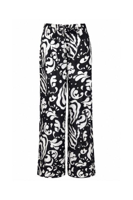 BLACK AND WHITE PRINTED HIGH-WAISTED WIDE LEG PANTS-26811035-110