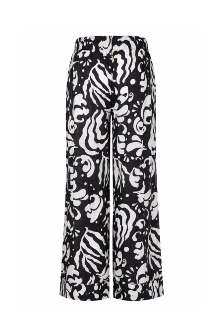 BLACK AND WHITE PRINTED HIGH-WAISTED WIDE LEG PANTS-26811035-110