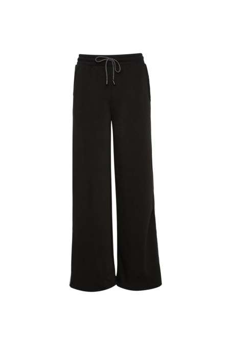 CONTRAST PIPING HIGH WAISTED SOFT LIGHT TOUCH WIDE LEG PANTS-26811043-110